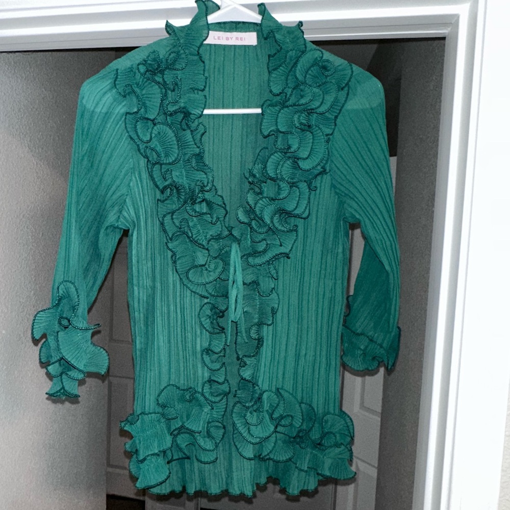 Green Ruffled Blouse
